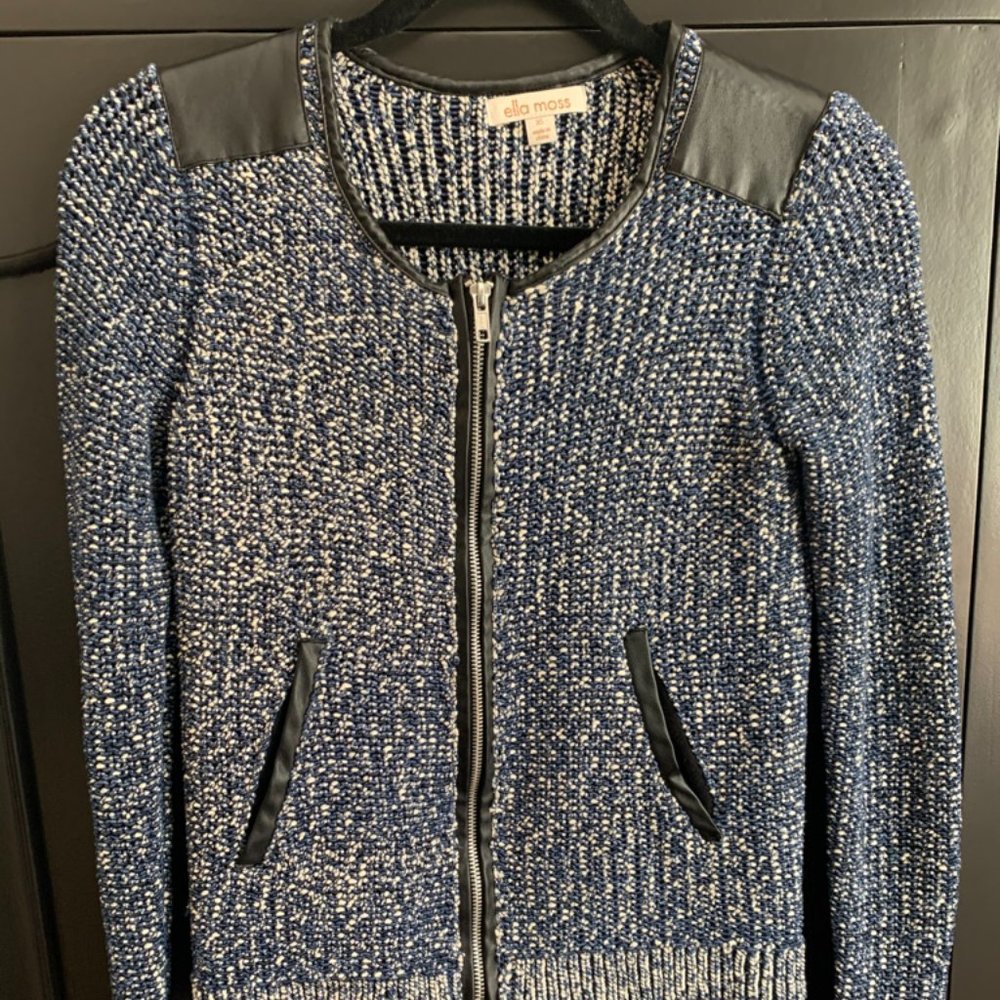 Ella Moss Faux Leather trim Zip Jacket Size XS